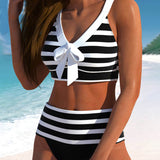 Martina™ | Bikini s vysokým pasem a pruhy