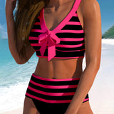 Martina™ | Bikini s vysokým pasem a pruhy