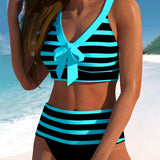 Martina™ | Bikini s vysokým pasem a pruhy