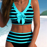 Martina™ | Bikini s vysokým pasem a pruhy