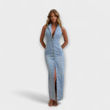 Lacey - Maxi šaty z denimu s jemným praním