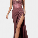 Armoni Šaty Mořská Panna s Korzetovým Topem a Špagetovými Ramínky