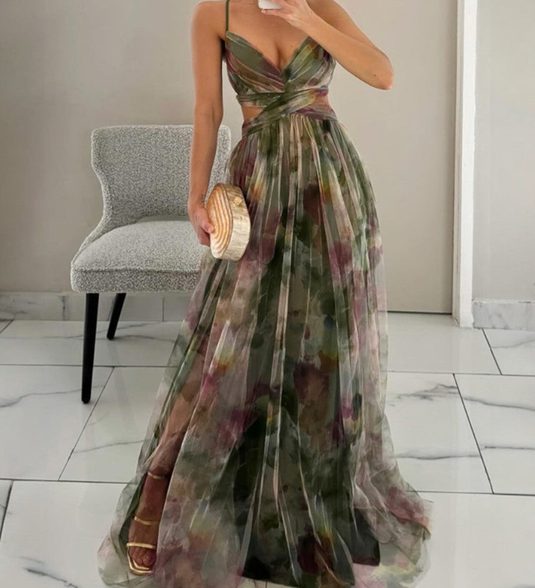 Giselle™ | Okouzlující maxi šaty s květinovým potiskem