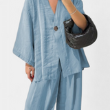 Eli Oversize Sada Top s Výstřihem do V a Rovné Kalhoty