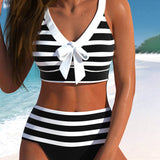 Martina™ | Bikini s vysokým pasem a pruhy