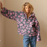 Klára – Teplá fleecová mikina s květinovým vzorem