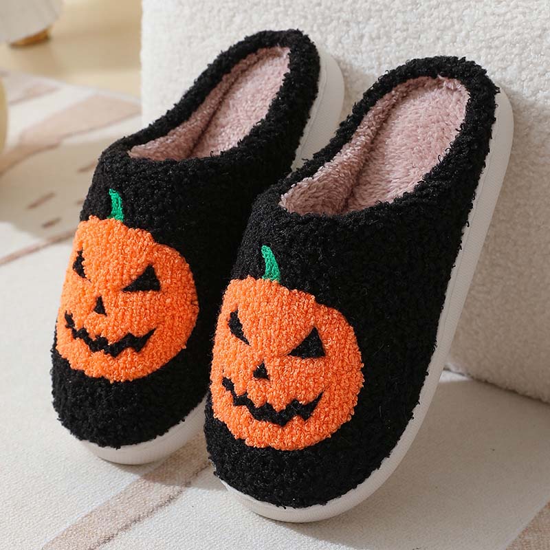 Dýňové Plyšové Pantofle na Halloween