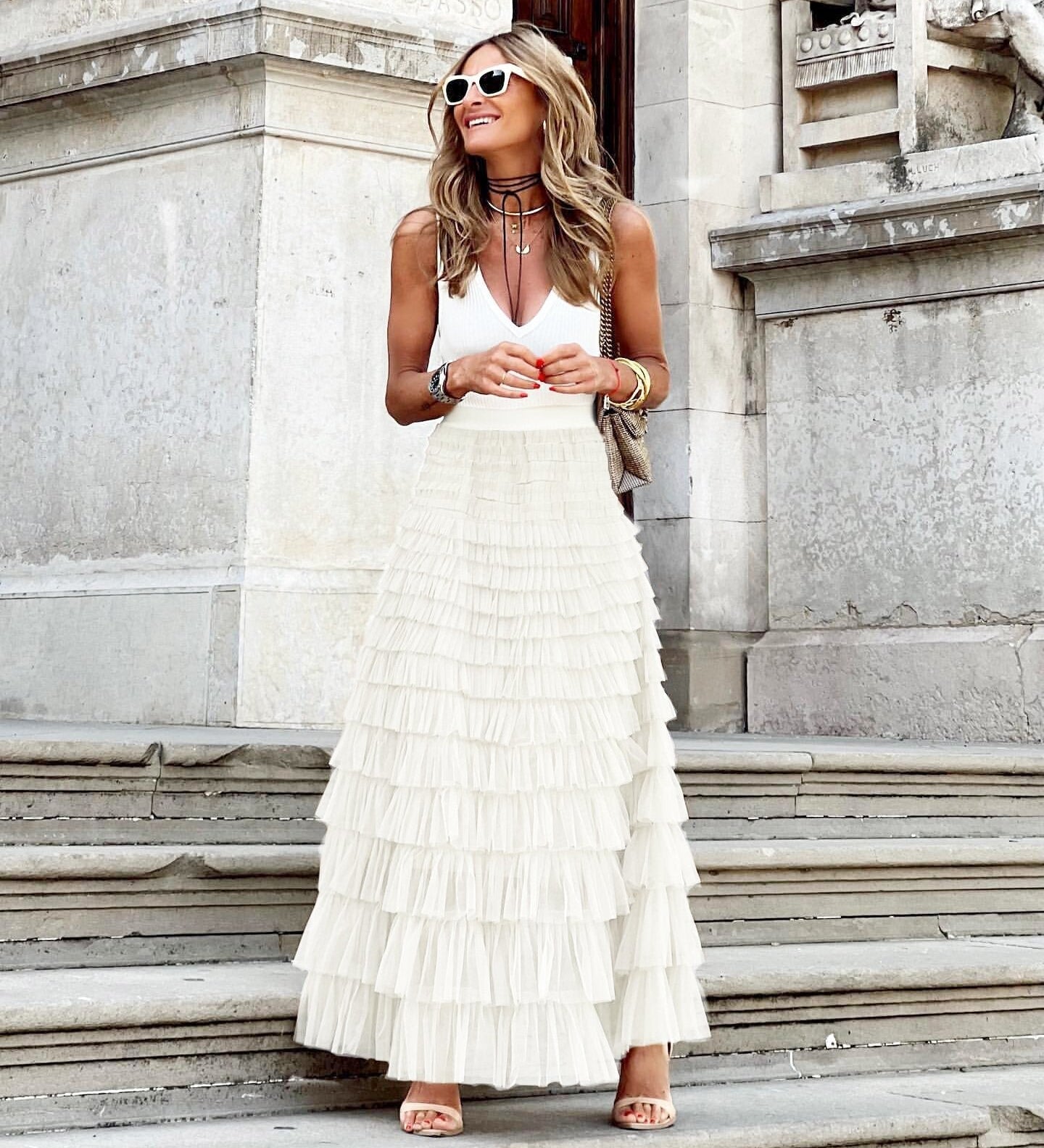 JOAN™ - Elegantní Maxi Sukně s Vícevrstvým Designem