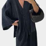 Eli Oversize Sada Top s Výstřihem do V a Rovné Kalhoty