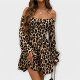 Lada - Minišaty s dlouhým rukávem a leopardím vzorem