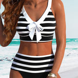 Martina™ | Bikini s vysokým pasem a pruhy