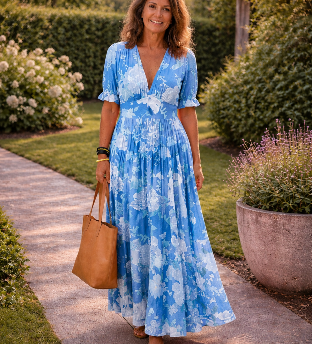 Matilda – Lehkavé maxi šaty s elegantním výstřihem
