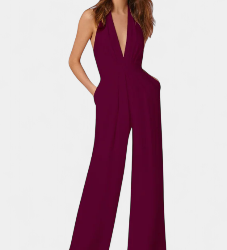 Lila Mono s Širokými Nohavicemi a Lehkým Elegantním Stylem